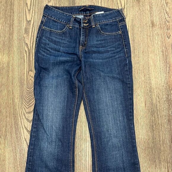 Levi's 526 Slender Boot Cut Jeans Mid Rise Whisker Denim Medium Wash Blue Size 4 - Picture 3 of 11